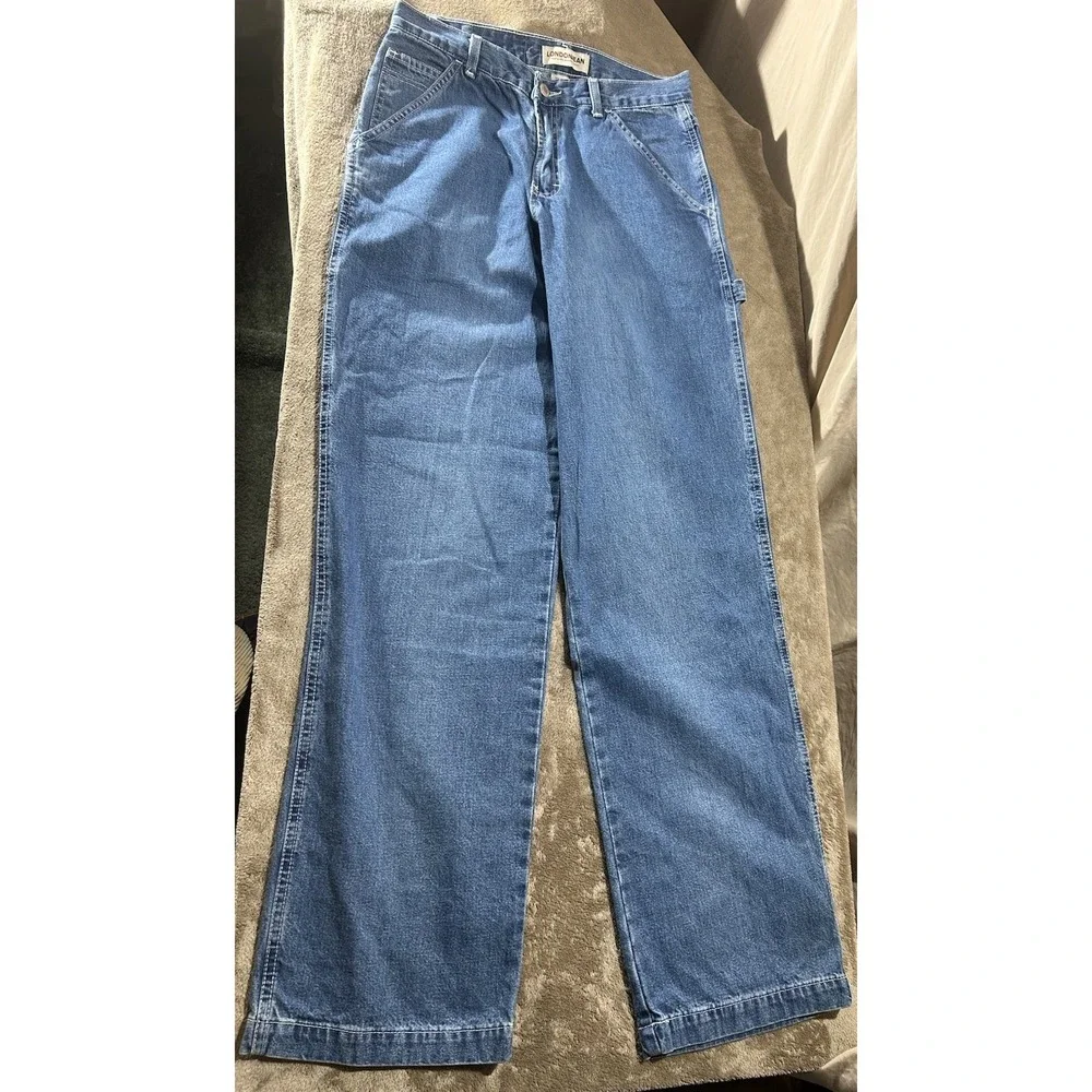 Vintage 90s London Jean Size 10 Tall Carpenter Denim Wide Leg Made in USA Blue